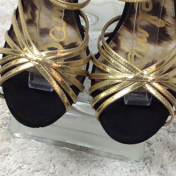 Sam Edelman Harlette gold leather strappy heels - Picture 3 of 10